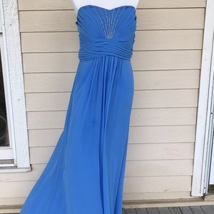 Blue Strapless Bridesmaid / Prom Dress / Gown